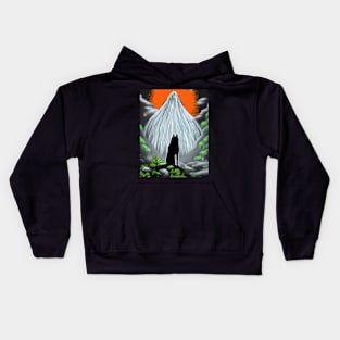 Lonely Wolf Fantasy Art Nature Kids Hoodie